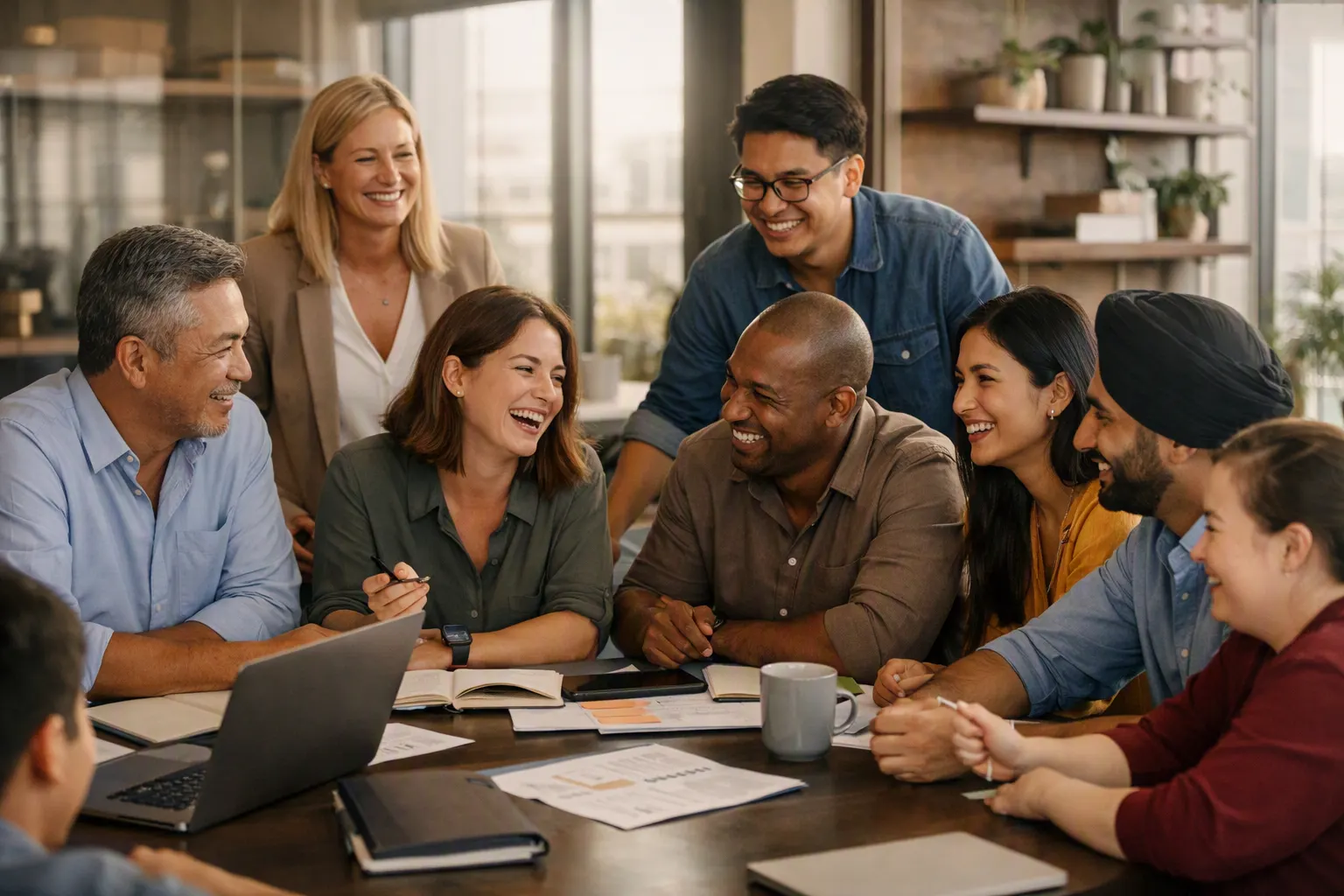 Illustration of colleagues reviewing organizational information