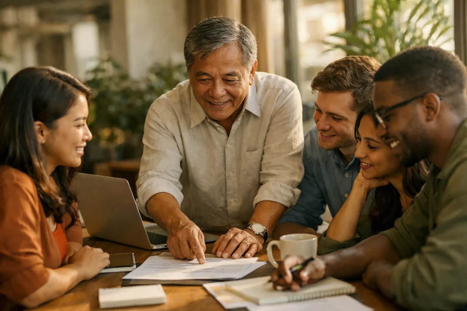 People working together around a table